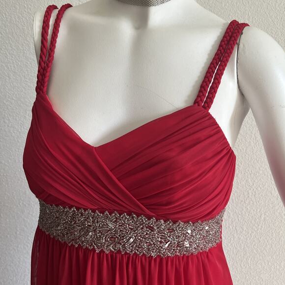 VTG Y2K City Triangles Red Beaded Empire Babydoll Dress Medium HOCO Prom Formal - Picture 16 of 16